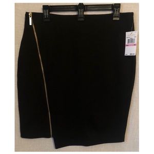 NWT Michael Kors Black Zipper Asymetrical Skirt